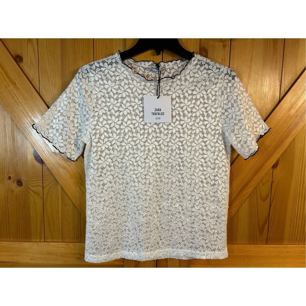 Zara Trafaluc White Floral Lace Shirt Size Small nwt (4962)